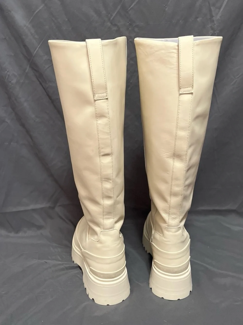 All Saints Cream Over-The-Knee Lug Sole Boots